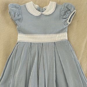 Classic Palo d’Anjo blue seersucker girls dress. Size 4.